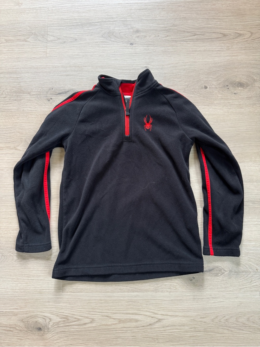 Spyder Black Red Quarter-Zip Microfleece Pullover Kid’s Medium Cozy Winter Layer
